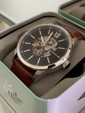 Buy Shop Fossil Flynn Automatic Black Dial Brown Leather Strap Watch for Men - BQ2270 USA Online