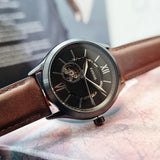 Buy Shop Fossil Flynn Automatic Black Dial Brown Leather Strap Watch for Men - BQ2270 USA Online