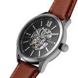 Buy Shop Fossil Flynn Automatic Black Dial Brown Leather Strap Watch for Men - BQ2270 USA Online