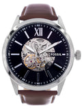 Buy Shop Fossil Flynn Automatic Black Dial Brown Leather Strap Watch for Men - BQ2270 USA Online