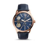Buy Shop Fossil Flynn Mechanical Blue Dial Blue Leather Strap Watch for Men - BQ2219 USA Online