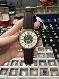 Buy Shop Fossil Flynn Mechanical Skeleton Beige Dial Brown Leather Strap Watch for Men - BQ2215 USA Online