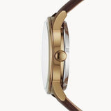 Buy Shop Fossil Flynn Mechanical Skeleton Beige Dial Brown Leather Strap Watch for Men - BQ2215 USA Online
