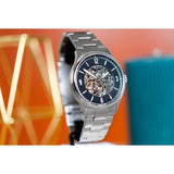 Buy Shop Fossil Forrester Automatic Skeleton Black Dial Silver Steel Strap Watch for Men - ME3180 USA Online