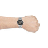 Buy Shop Fossil Forrester Automatic Skeleton Black Dial Silver Steel Strap Watch for Men - ME3180 USA Online
