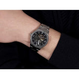 Buy Shop Fossil Forrester Automatic Skeleton Black Dial Silver Steel Strap Watch for Men - ME3180 USA Online