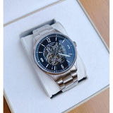 Buy Shop Fossil Forrester Automatic Skeleton Black Dial Silver Steel Strap Watch for Men - ME3180 USA Online