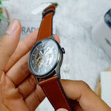Buy Shop Fossil Forrester Automatic Skeleton Grey Dial Brown Leather Strap Watch for Men - ME3178 USA Online