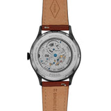 Buy Shop Fossil Forrester Automatic Skeleton Grey Dial Brown Leather Strap Watch for Men - ME3178 USA Online