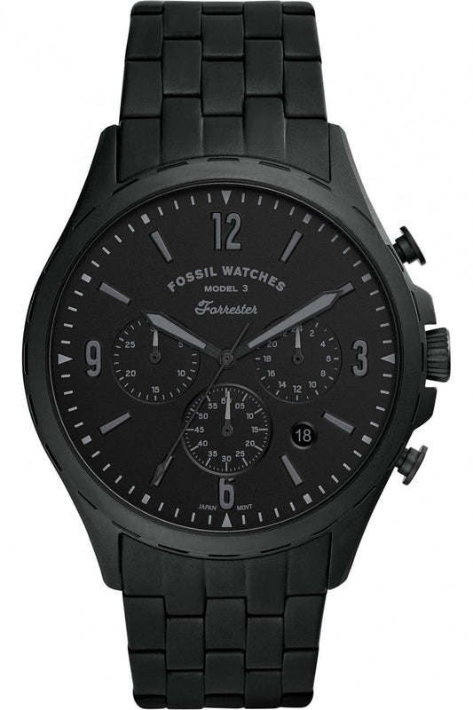 Buy Shop Fossil Forrester Chronograph Black Dial Black Steel Strap Watch for Men - FS5697 USA Online