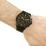 Buy Shop Fossil Forrester Chronograph Black Dial Brown Leather Strap Watch for Men - FS5608 USA Online