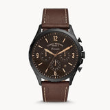 Buy Shop Fossil Forrester Chronograph Black Dial Brown Leather Strap Watch for Men - FS5608 USA Online