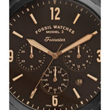 Buy Shop Fossil Forrester Chronograph Black Dial Brown Leather Strap Watch for Men - FS5608 USA Online