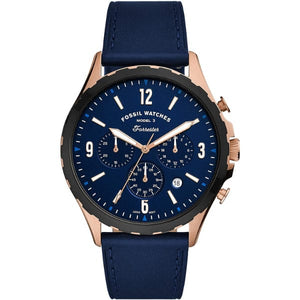 Buy Shop Fossil Forrester Chronograph Blue Dial Blue Leather Strap Watch for Men - FS5814 USA Online