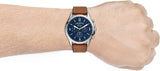 Buy Shop Fossil Forrester Chronograph Blue Dial Brown Leather Strap Watch for Men - S5607 USA Online