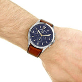 Buy Shop Fossil Forrester Chronograph Blue Dial Brown Leather Strap Watch for Men - S5607 USA Online