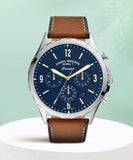 Buy Shop Fossil Forrester Chronograph Blue Dial Brown Leather Strap Watch for Men - S5607 USA Online