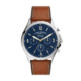 Buy Shop Fossil Forrester Chronograph Blue Dial Brown Leather Strap Watch for Men - S5607 USA Online