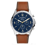 Buy Shop Fossil Forrester Chronograph Blue Dial Brown Leather Strap Watch for Men - S5607 USA Online