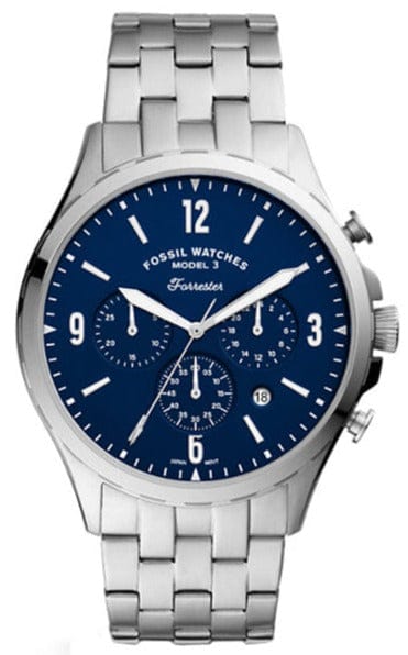 Buy Shop Fossil Forrester Chronograph Blue Dial Silver Steel Strap Watch for Men - FS5605 USA Online