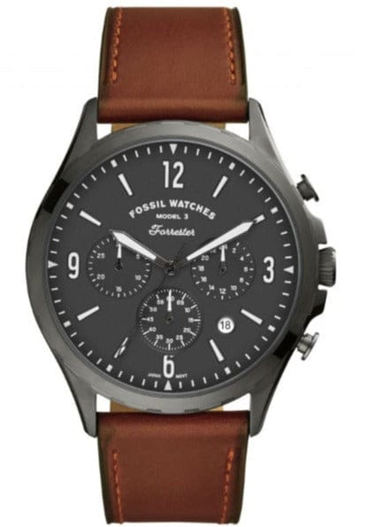 Buy Shop Fossil Forrester Chronograph Grey Dial Brown Leather Strap Watch for Men - FS5815 USA Online