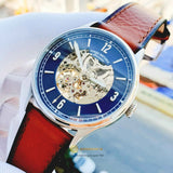 Buy Shop Fossil Forrester Luggage Automatic Skeleton Blue Dial Brown Leather Strap Watch for Men - ME3179 USA Online