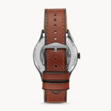 Buy Shop Fossil Forrester Luggage Automatic Skeleton Blue Dial Brown Leather Strap Watch for Men - ME3179 USA Online