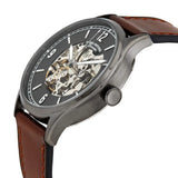 Buy Shop Fossil Forrester Luggage Automatic Skeleton Blue Dial Brown Leather Strap Watch for Men - ME3179 USA Online