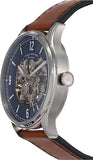 Buy Shop Fossil Forrester Luggage Automatic Skeleton Blue Dial Brown Leather Strap Watch for Men - ME3179 USA Online