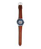 Buy Shop Fossil Forrester Luggage Automatic Skeleton Blue Dial Brown Leather Strap Watch for Men - ME3179 USA Online