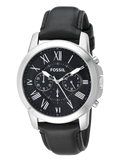 Buy Shop Fossil Grant Chronograph Black Dial Black Leather Strap Watch for Men - FS4812 USA Online