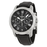 Buy Shop Fossil Grant Chronograph Black Dial Black Leather Strap Watch for Men - FS4812 USA Online