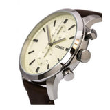 Fossil Townsman Chronograph White Dial Brown Leather Strap Watch for Men - FS5350