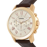 Buy Shop Fossil Grant Chronograph White Dial Brown Leather Strap Watch for Men - FS4991 USA Online