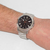 Buy Shop Fossil Grant Chronograph Black Dial Silver Steel Strap Watch for Men - FS4994 USA Online