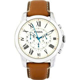 Buy Shop Fossil Grant Chronograph White Dial Brown Leather Strap Watch for Men - FS5060 USA Online
