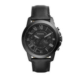 Buy Shop Fossil Grant Chronograph Black Dial Black Leather Strap Watch for Men - FS5132 USA Online