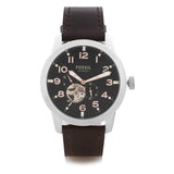 Buy Shop Fossil Pilot 54 Automatic Black Dial Brown Leather Strap Watch for Men - ME3118 USA Online