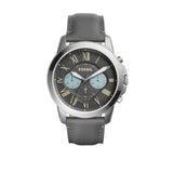 Buy Shop Fossil Grant Chronograph Gunmetal Grey Dial Grey Leather Strap Watch for Men - FS5183 USA Online