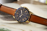 Buy Shop Fossil Grant Sport Chronograph Blue Dial Brown Leather Strap Watch for Men - FS5268 USA Online