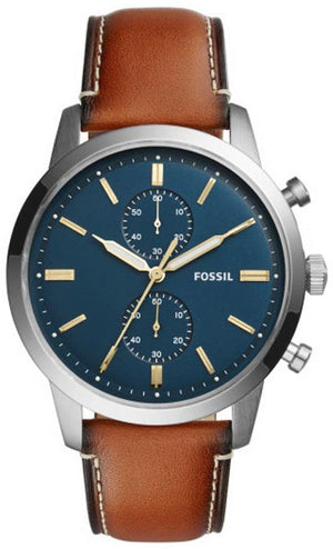 Buy Shop Fossil Townsman Chronograph Blue Dial Brown Leather Strap Watch for Men - FS5279 USA Online