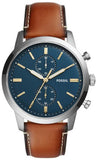 Buy Shop Fossil Townsman Chronograph Blue Dial Brown Leather Strap Watch for Men - FS5279 USA Online