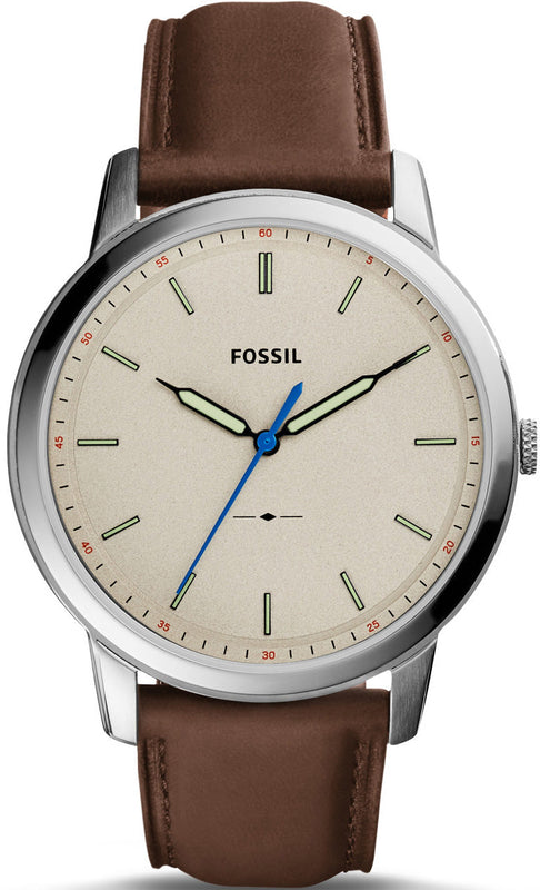 Buy Shop Fossil Minimalist Off White Dial Brown Leather Strap Watch for Men - FS5306 USA Online