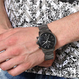 Fossil Townsman Chronograph Black Dial Silver Steel Strap Watch for Men - FS5349