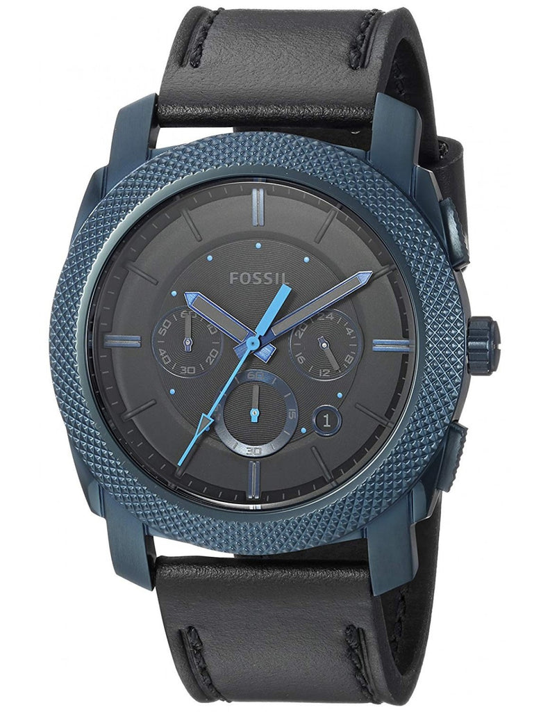 Buy Shop Fossil Machine Chronograph Black Dial Black Leather Strap Watch for Men - FS5361 USA Online