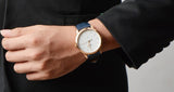 Buy Shop Fossil The Minimalist Slim White Dial Blue Leather Strap Watch for Men - FS5371 USA Online