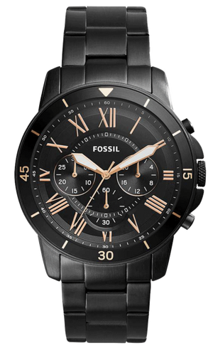 Buy Shop Fossil Grant Sport Chronograph Black Dial Black Steel Strap Watch for Men - FS5374 USA Online