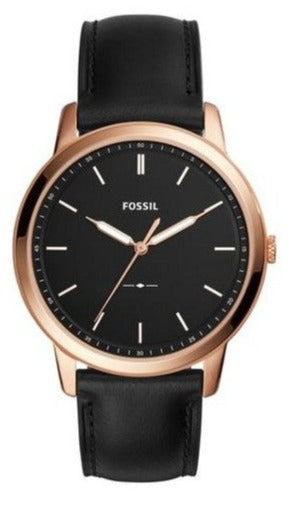 Buy Shop Fossil The Minimalist Black Dial Black Leather Strap Watch for Men - FS5376 USA Online