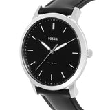 Buy Shop Fossil The Minimalist Three Hand Black Dial Black Leather Strap Watch for Men - FS5398 USA Online
