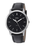 Buy Shop Fossil The Minimalist Three Hand Black Dial Black Leather Strap Watch for Men - FS5398 USA Online